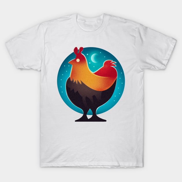 Chicken moonlight T-Shirt by Corvons